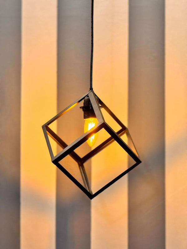 1 Pack Square Matte Black Pendant Light