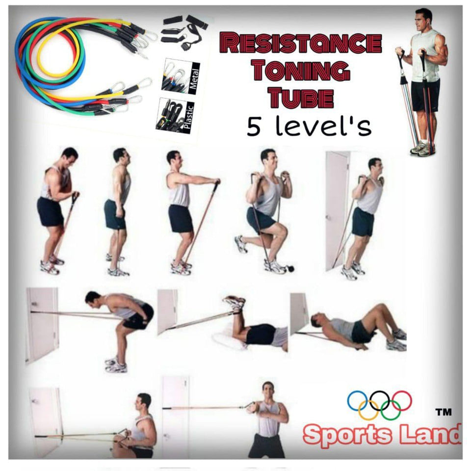 5 In 1 Power Exercise Resistance Bands Set