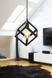1 Pack Square Matte Black Pendant Light