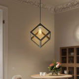 1 Pack Square Matte Black Pendant Light