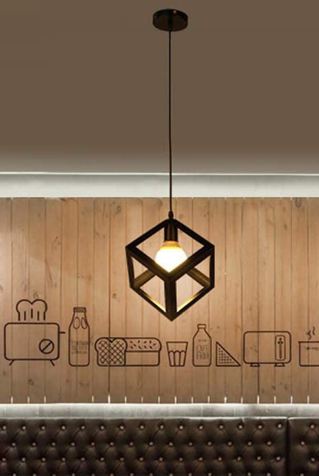 1 Pack Square Matte Black Pendant Light