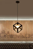 1 Pack Square Matte Black Pendant Light