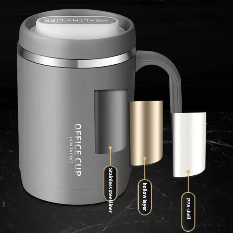Coffee cup with handle - 304 stainless steel durable & stylish, 500ml