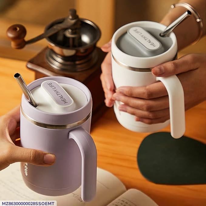 Coffee cup with handle - 304 stainless steel durable & stylish, 500ml
