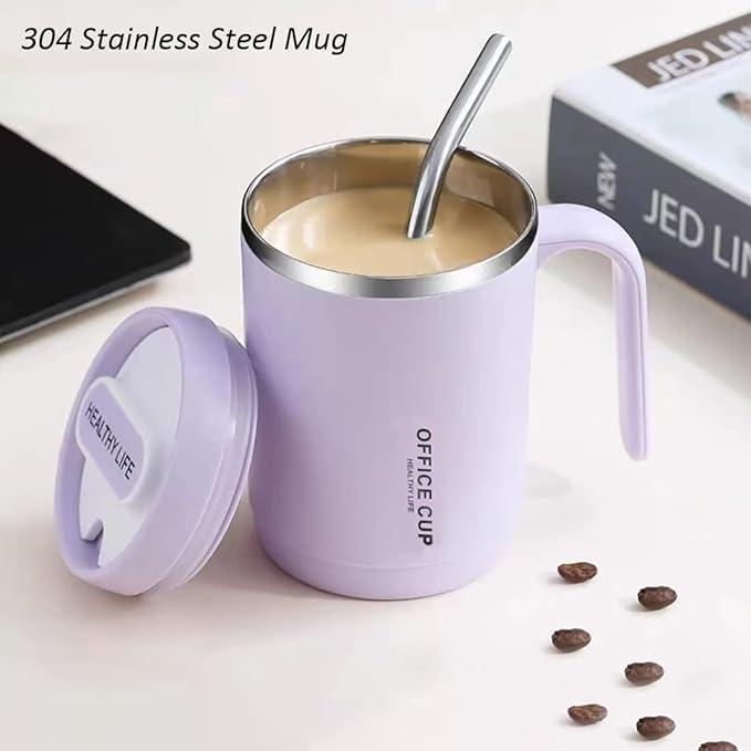 Coffee cup with handle - 304 stainless steel durable & stylish, 500ml