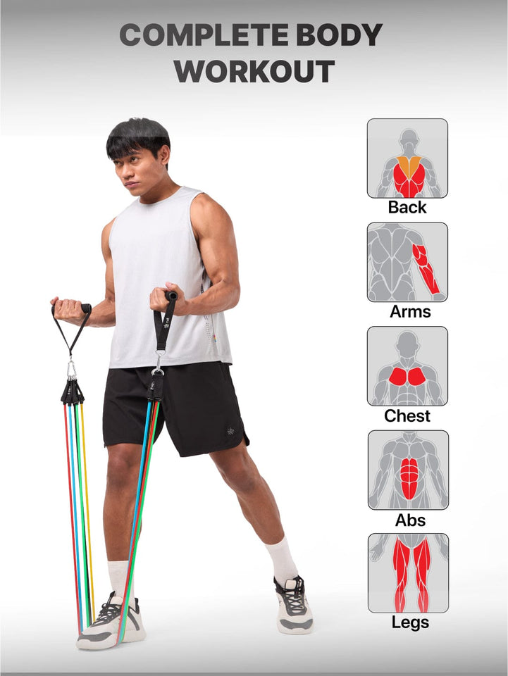 5 In 1 Power Exercise Resistance Bands Set