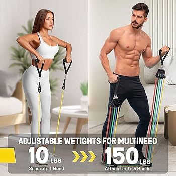 5 In 1 Power Exercise Resistance Bands Set