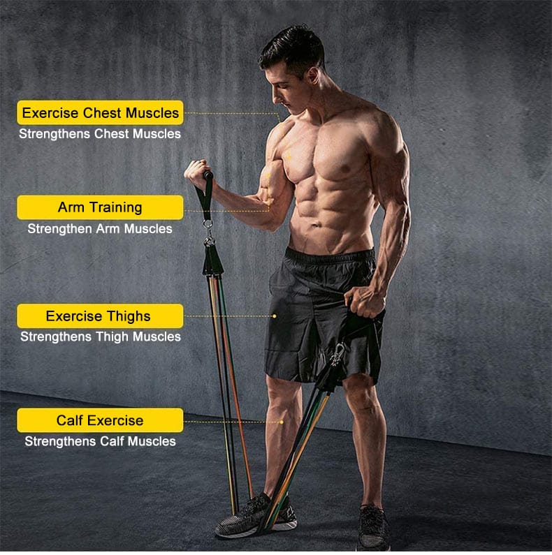 5 In 1 Power Exercise Resistance Bands Set
